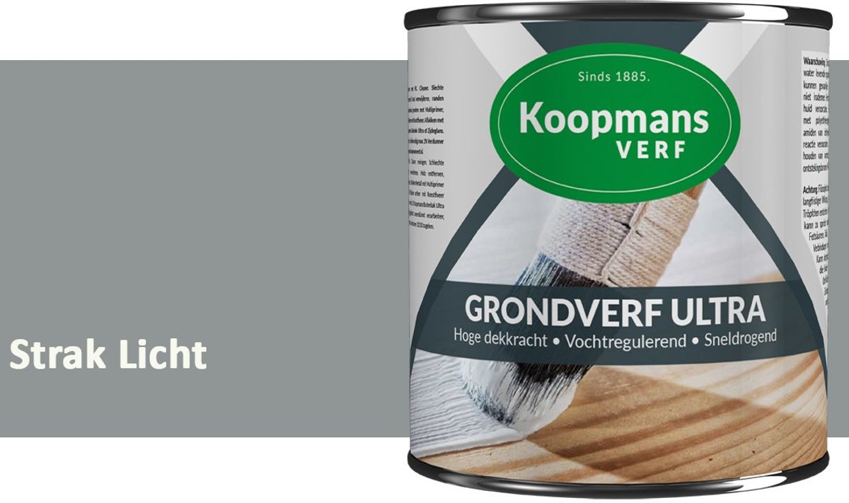 Koopmans Grondverf Ultra – Grondverf Hout & Metaal Binnen en Buiten – Vochtregulerende Primer – Hoge Dekking – Zijdeglans – Strak Licht – 750 ml