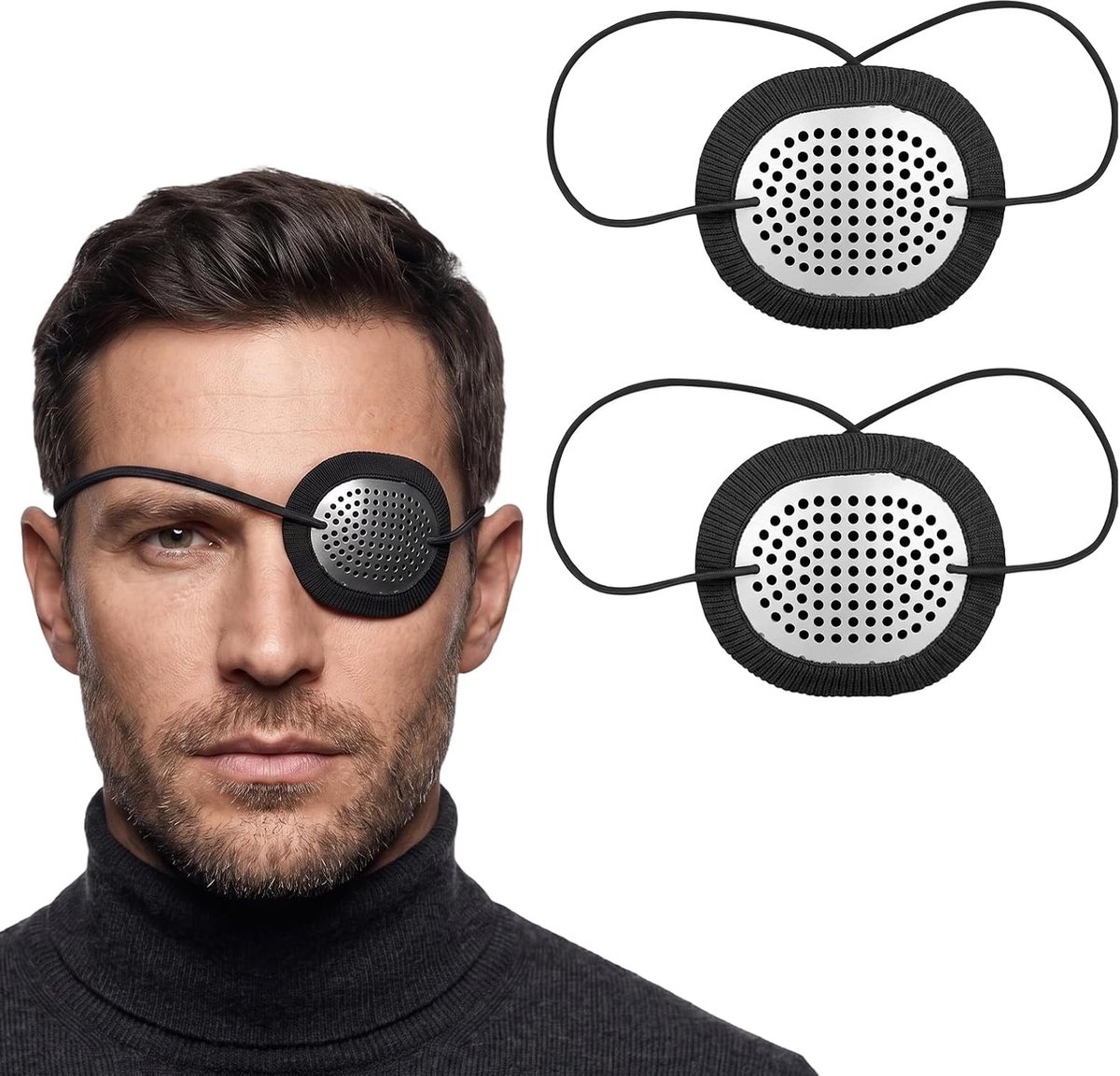 Oogbescherming voor volwassenen, van aluminium, ademend, voor postoperatieve cataract en slaap, oogbeschermingsbril met gaten, zwart, 2 stuks
