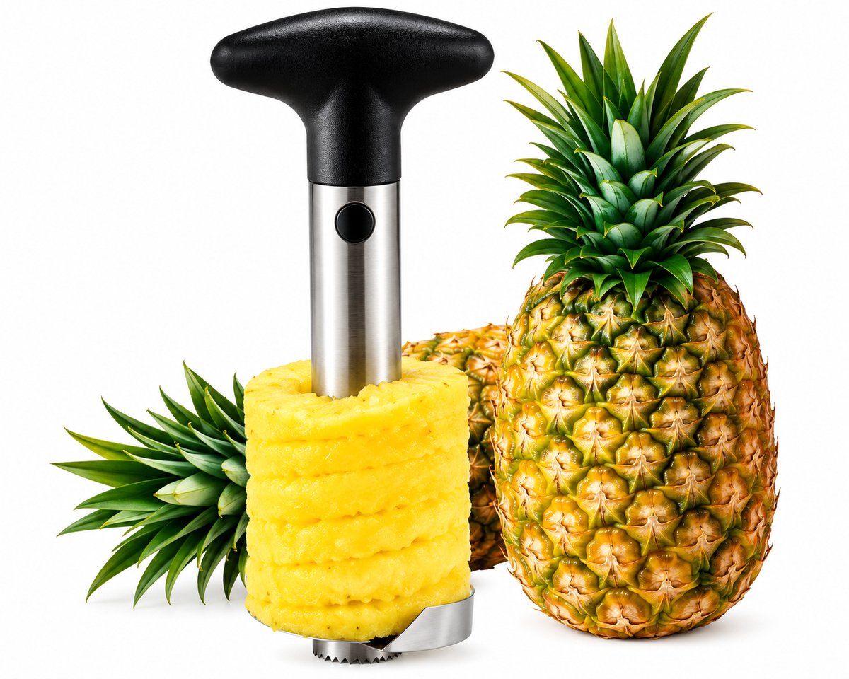 Ananassnijder & Schiller – RVS – Ananasboor – Ananassnijder met Handvat – Snel & Eenvoudig Verse Ananas Snijden