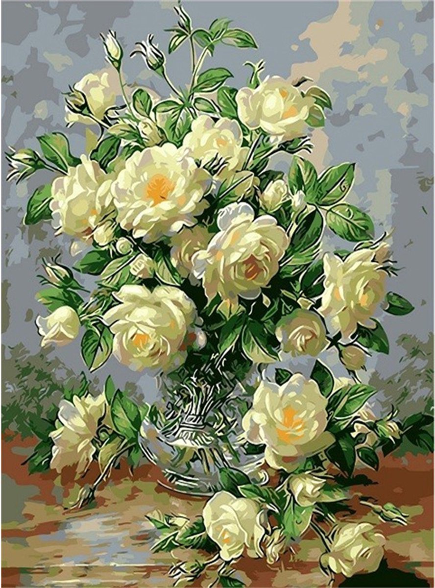 DIY kruissteekborduurpakket/Olieverfschilderstijl - Bloemen HMA41091/gedrukt kruissteekpatroon borduurpakket (frame niet inbegrepen) 50*70CM