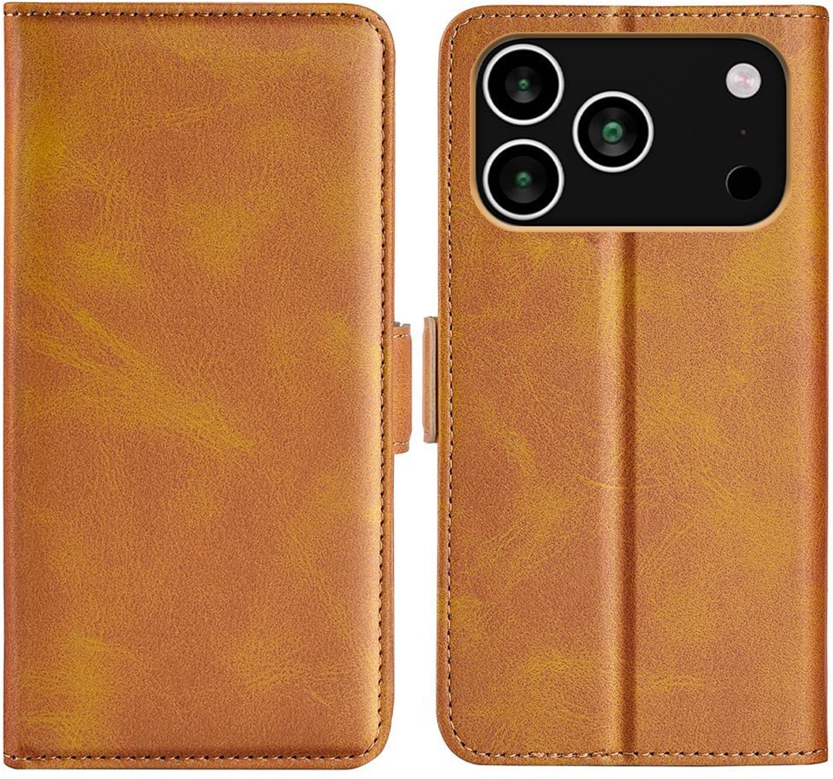 Mobigear Telefoonhoesje geschikt voor Apple iPhone 18 Pro Hoesje | Mobigear Slim Magnet Bookcase Portemonnee | Pasjeshouder voor 3 Pasjes | Telefoonhoesje voor Pinpas / OV Kaart / Rijbewijs - Cognac