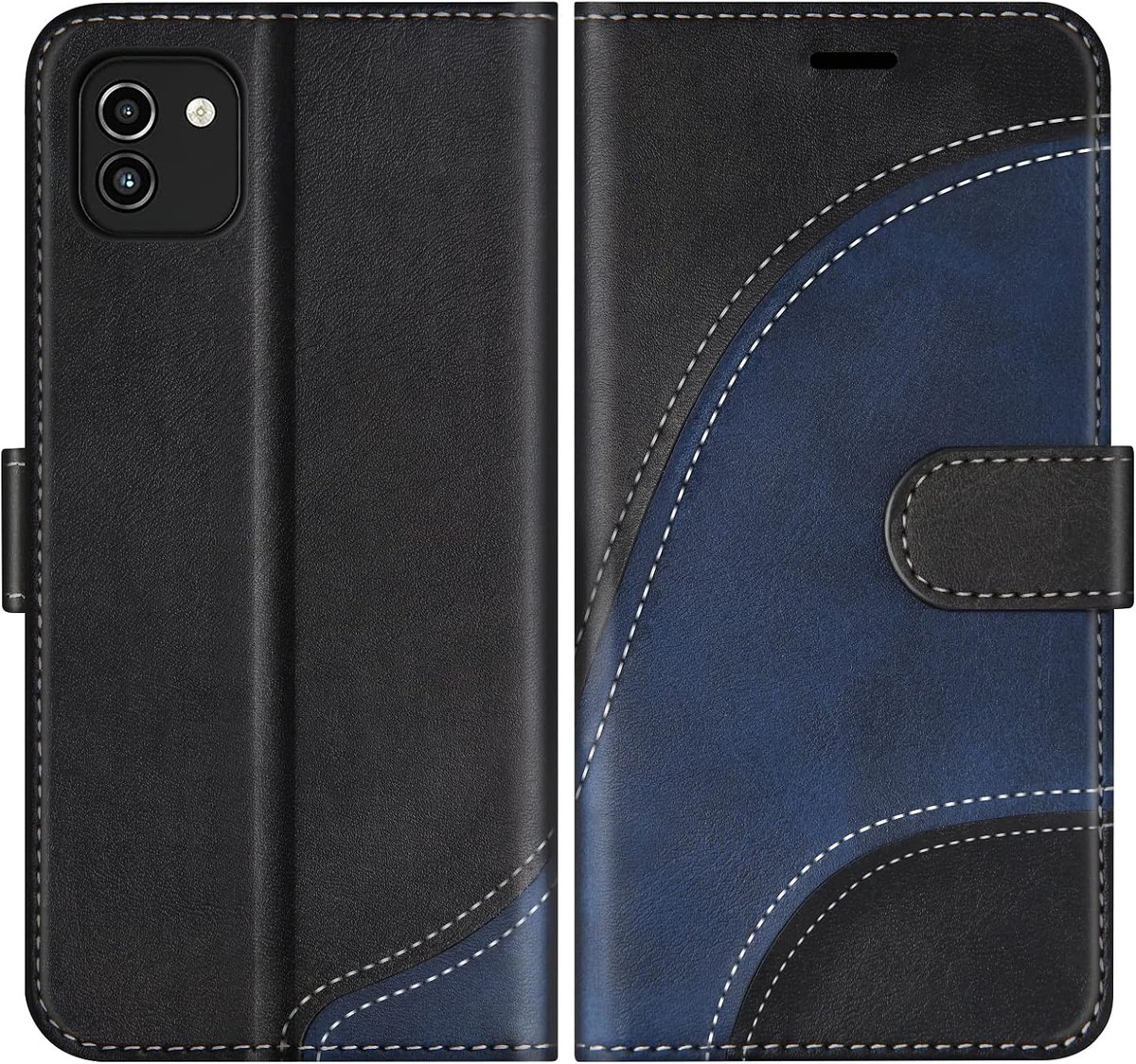Hoesje voor Galaxy A03, PU Lederen Bookcase Portemonnee Beschermhoes Telefoonhoesjes, Flip Case Beschermhoesje voor Galaxy A03, Zwart
