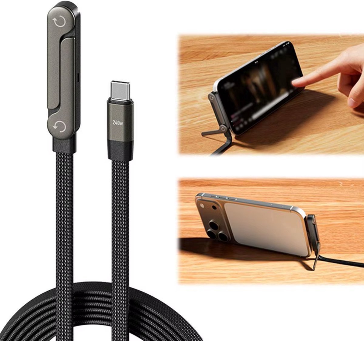 USB C Kabel 240W Snellader - USB C naar USB C - Opvouwbare - 1.5 Meter