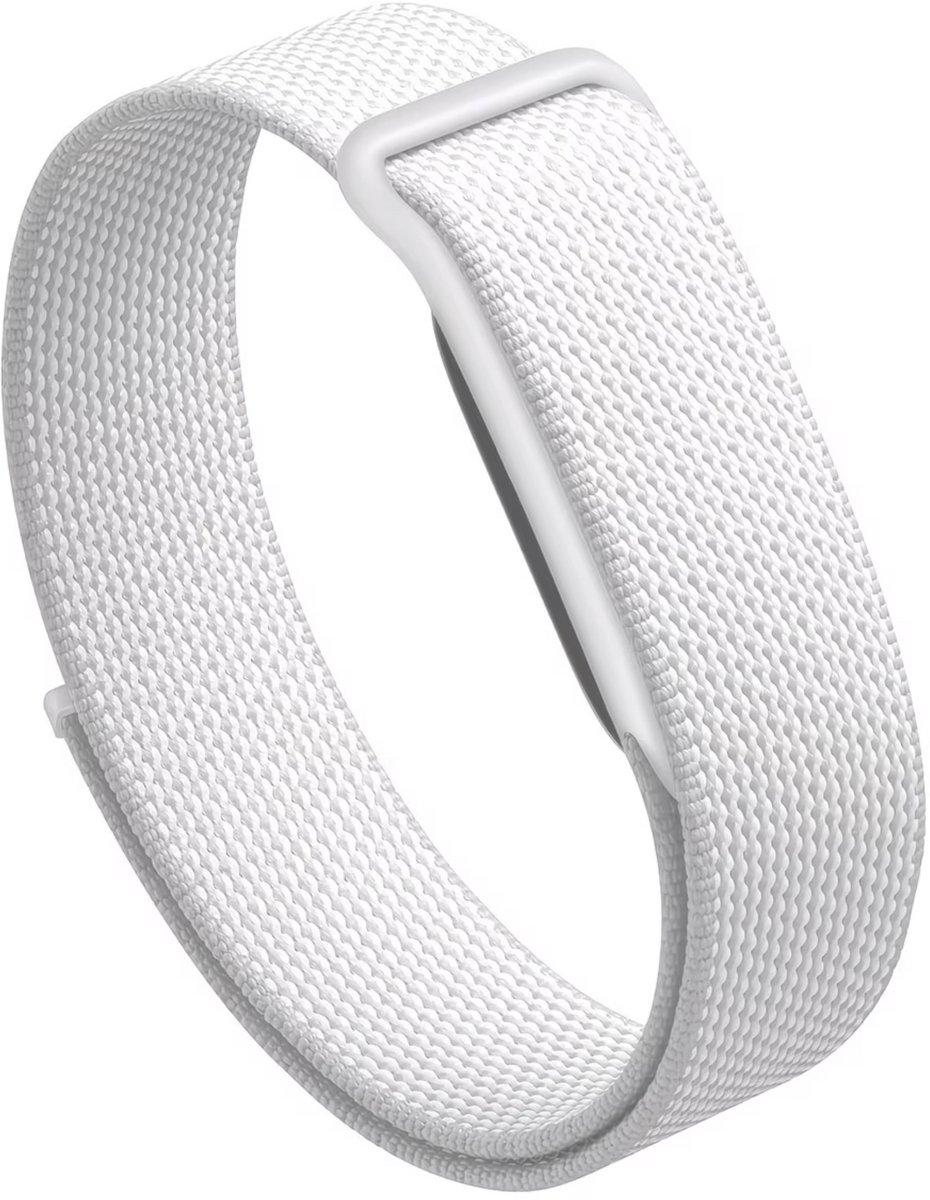 Pradeo – Nylon Bandje geschikt voor Google Fitbit Air - Wit – band - Comfortabele Nylon Woven Strap – Verstelbare Performance Loop – Hypoallergeen Sportband – Geschikt Voor Google Fitbit Air Modellen – Smartwatch Polsband – 13–21 cm – Wit