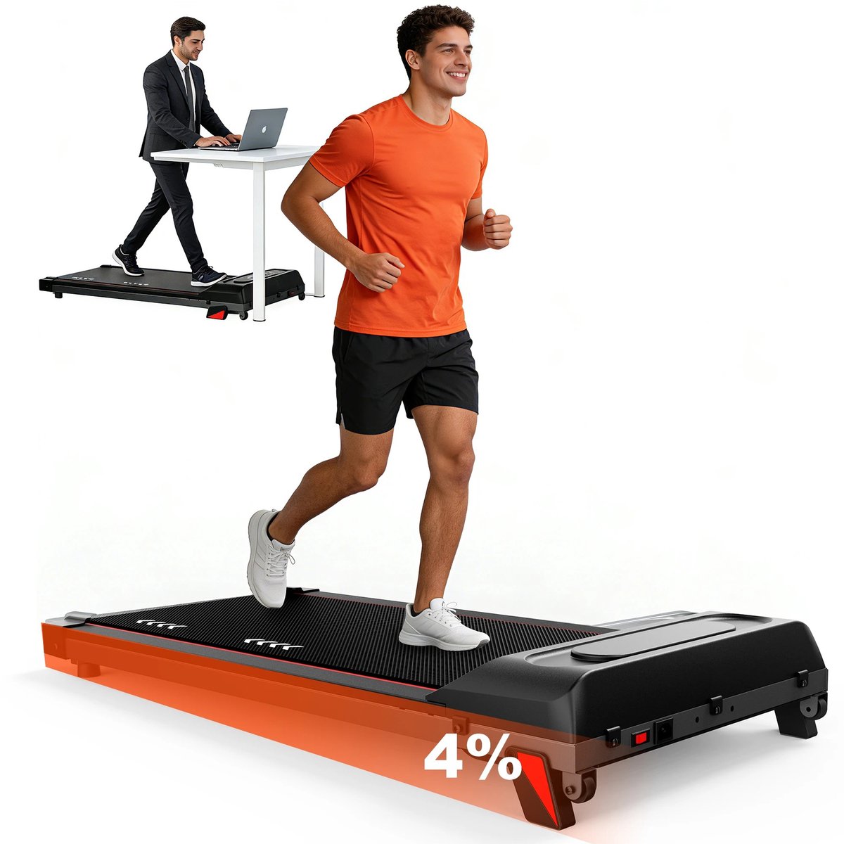 NextNovaDeals Loopband Onder Bureau - Stil - 2.25PK - 100Kg Draagvermogen - 4% Hellingshoek - Draagbaar - Compact - Thuis Kantoor