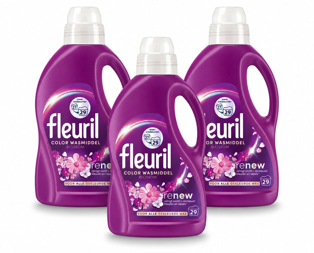3 x Fleuril – Wasmiddel - Color Blossom – 29 wasbeurten – 1,305 L - Voordeelverpakking - 3 stuks