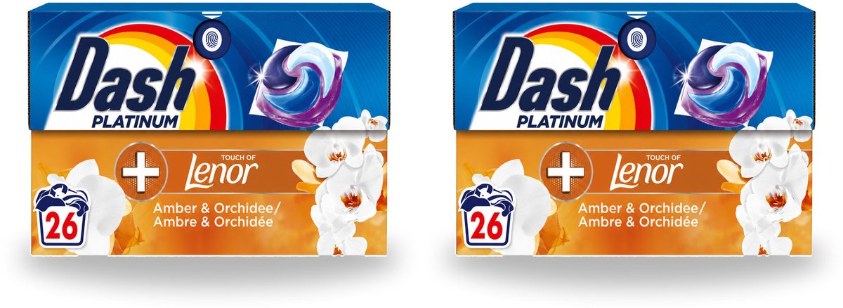 2 x Dash – Wasmiddelcapsules – 4in1 Pods Amber & Orchidee – 26 capsules - Bulkverpakking - 2 stuks