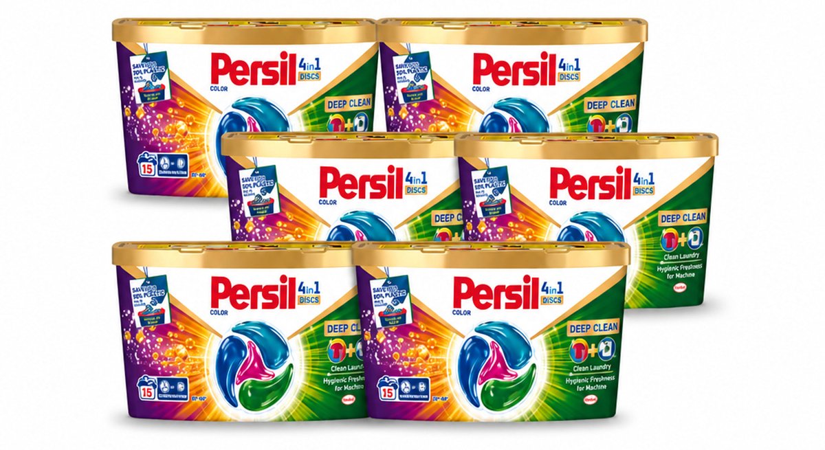6 x Persil - Wasmiddel - Wasmiddelcapsules Discs Gekleurde Was - Voor Gekleurde Was - 15 wasbeurten - Voordeelverpakking - 6 stuks