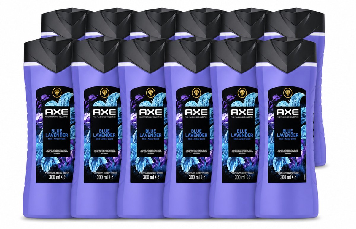 12 x AXE - Douchegel - Blue Lavender - Kalmerend - Premium Geur - 300 ml - Voordeelverpakking - 12 stuks