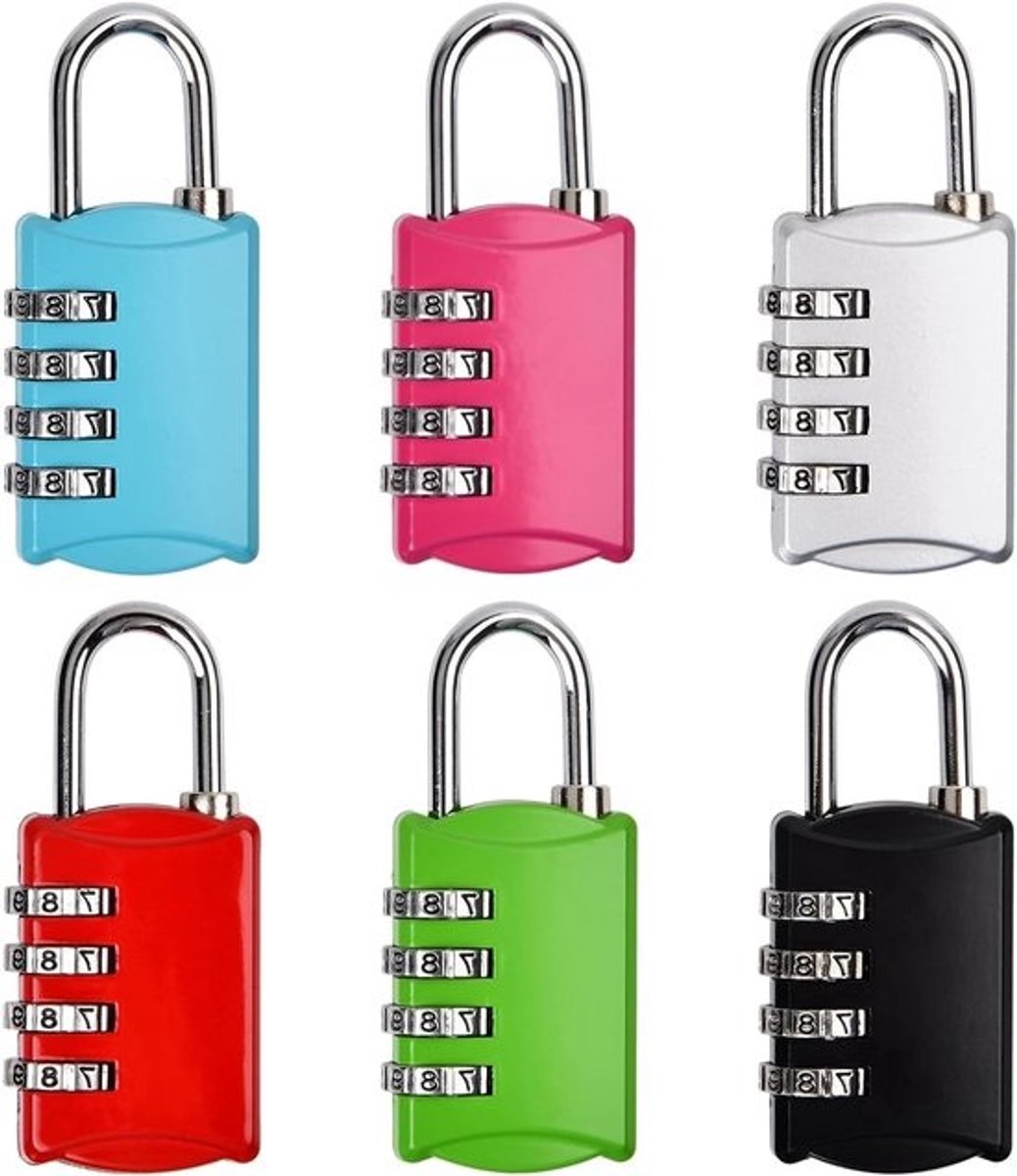 Set van 6 Combinatiesloten - 4-Cijferige Code - Weerbestendige Metalen Sloten voor Kluisjes, Poorten en Hekken