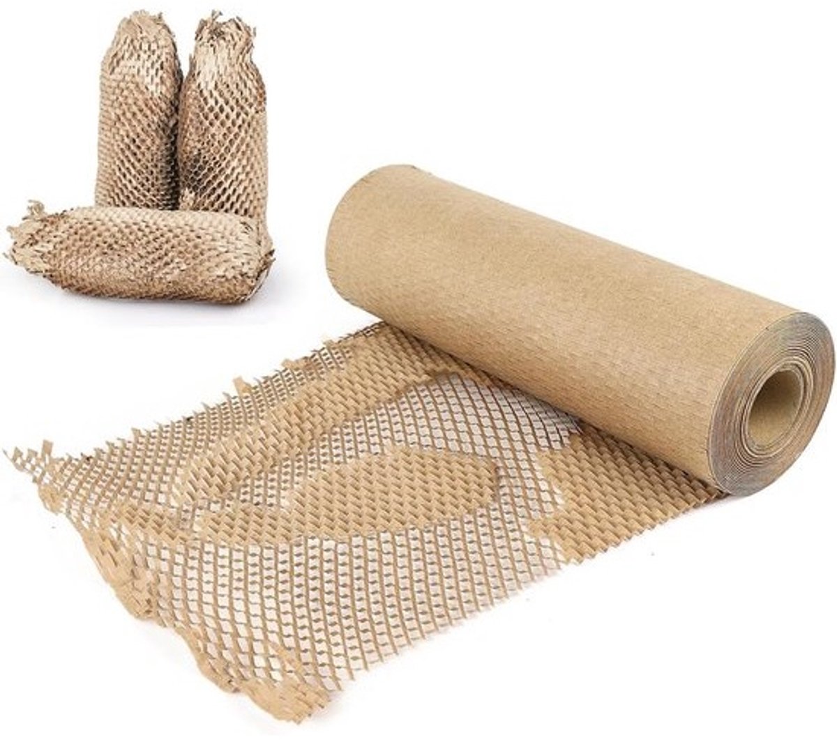Honeycomb Verpakkingspapier - Bruin, Milieuvriendelijk Alternatief voor Plastic, 30cm x 50m, Perfect voor Verzending en Verhuizen, Opvulmateriaal voor Verpakking