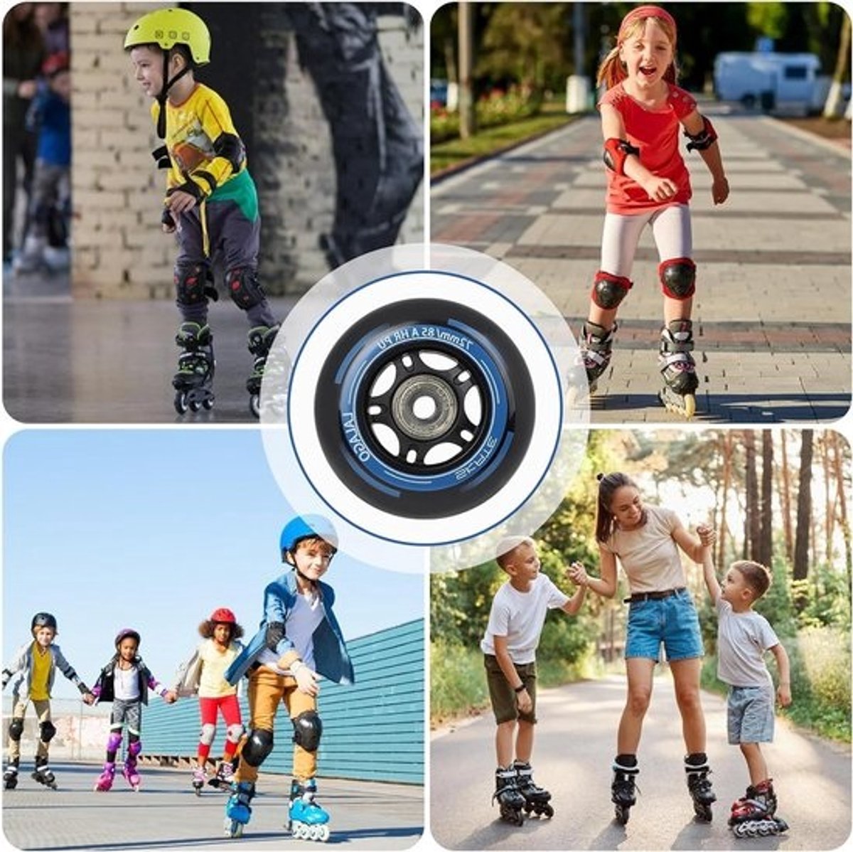 Inline skatewielen 72 mm - 8 stuks 88A hardheid met ABEC 9-lagers voor binnen en buiten skaten