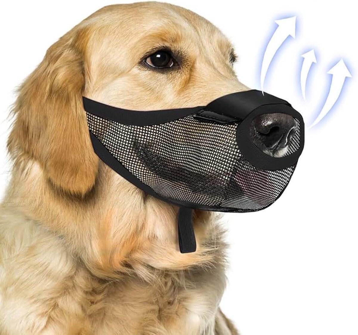 Muilkorf voor honden, ademende muilkorf voor honden met verstelbare riem, voorkomt bijten en kauwen van de hond, geschikt voor grote, middelgrote en kleine honden, XL