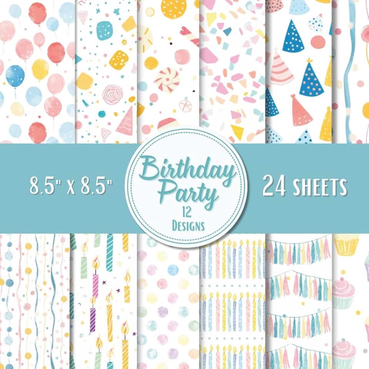 Scrapbook Paper Pad – 8.5 x 8.5 in – 24 Double-Sided Patterned Sheets – Decorative Craft Paper for Card Making, Journaling, Planners, Origami, Decoupage, and Scrapbooking