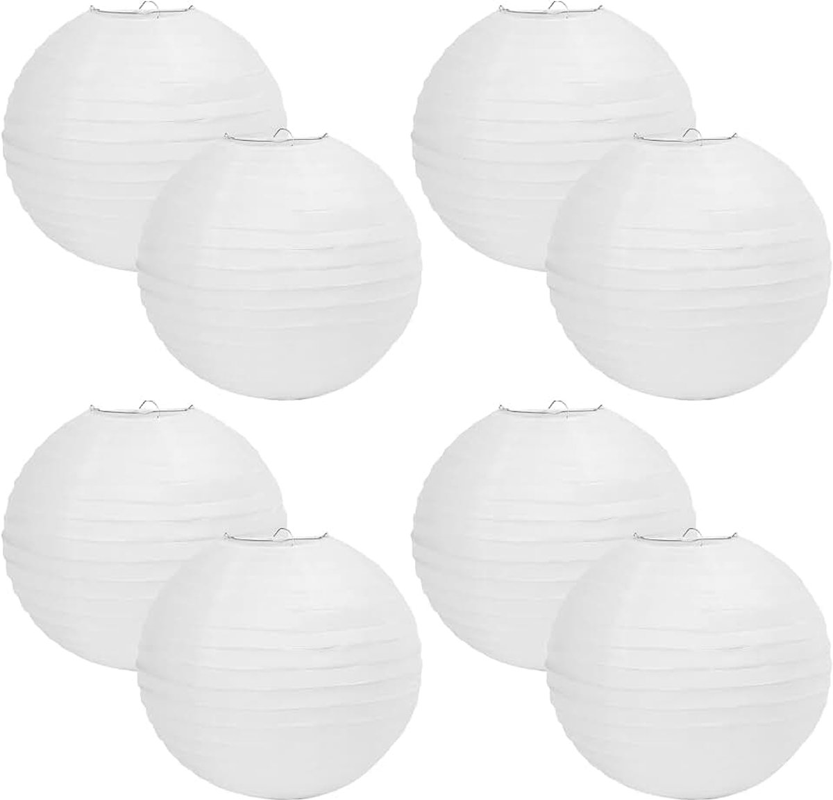 Lampenkap, 8 stuks, 30 cm, papieren lampenkap, rond, wit papieren lantaarns, klassieke papieren lampion, papieren lampenkap voor tuin, bruiloft, verjaardag, feestdecoratie
