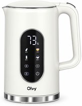 Olvy Waterkoker met Temperatuurregeling - Crème - Warmhoudfunctie - RVS - Dubbelwandig - Elektrisch - 1.7 Liter - 2200W