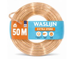 LaundrySpecialist Waslijn - Waslijndraad - Wasdraad - Waslijndraad met stalen kern - 50 meter met stalen kern - Transparant