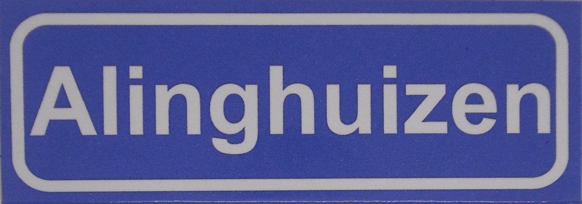 Souv© - koelkast magneet - plaatsnaam bord - kombord - souvenir - koelkastmagneetje - relatiegeschenk Alinghuizen