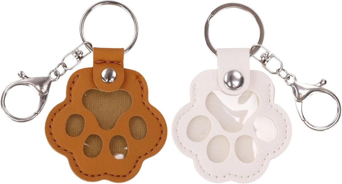 2 stuks sleutelhangers voor dierenharen, hanger voor dierenverzameling, lederen souvenirs voor hond en kat, huisdierenherinnering, pootafdruk ontwerp