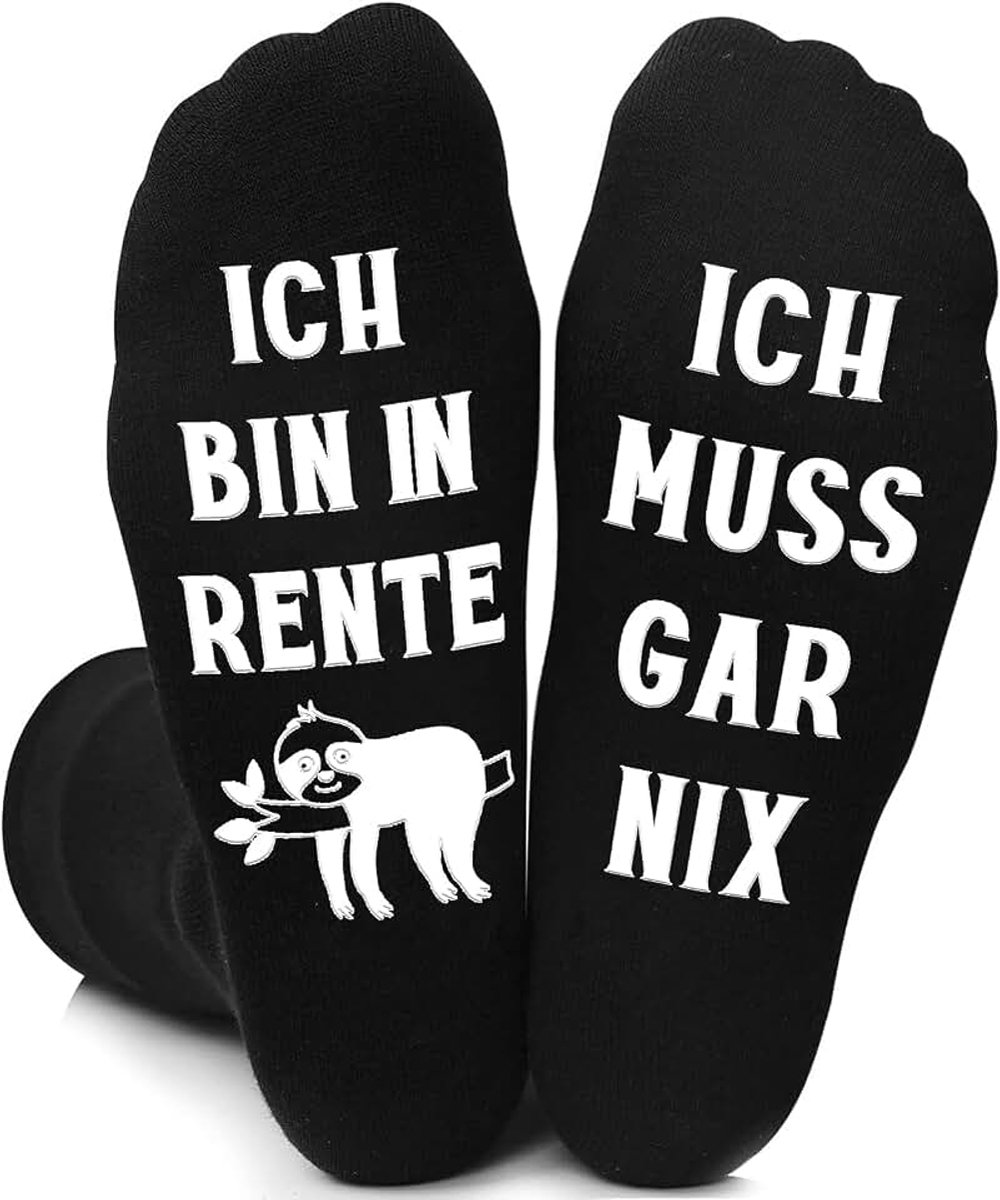 Grappige cadeaus voor mannen, ik ben in pensioen, ik moet gaar nix sokken, pensioen, cadeau voor pensioen, man, grappige sokken, pensioen, cadeau, afscheidscadeau, collega's, zwar