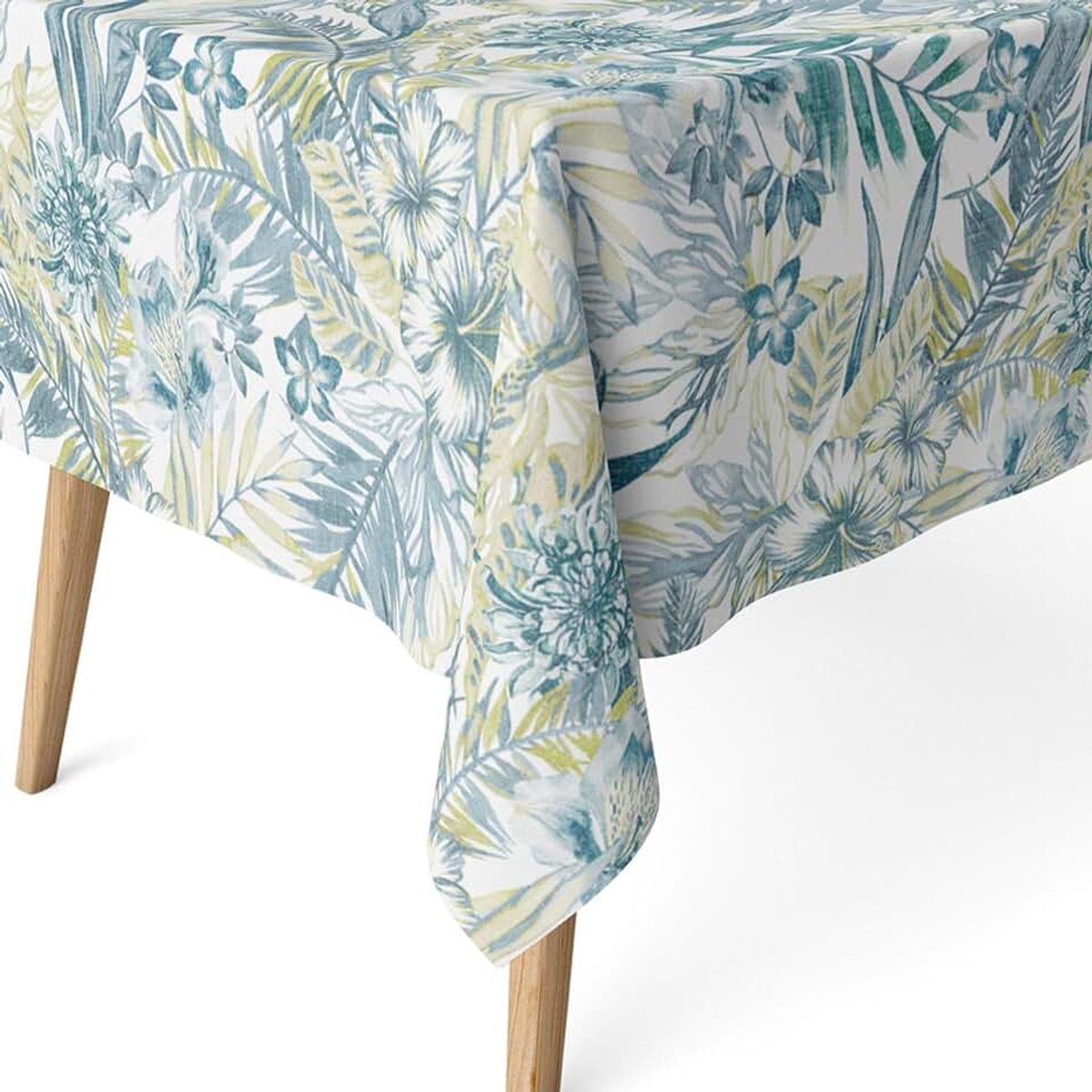Vlekafstotend tafelkleed voor rechthoekige tafel, afmeting 140 x 140 cm, vuilafstotend tafelkleed, extra zacht en waterdicht, blauw