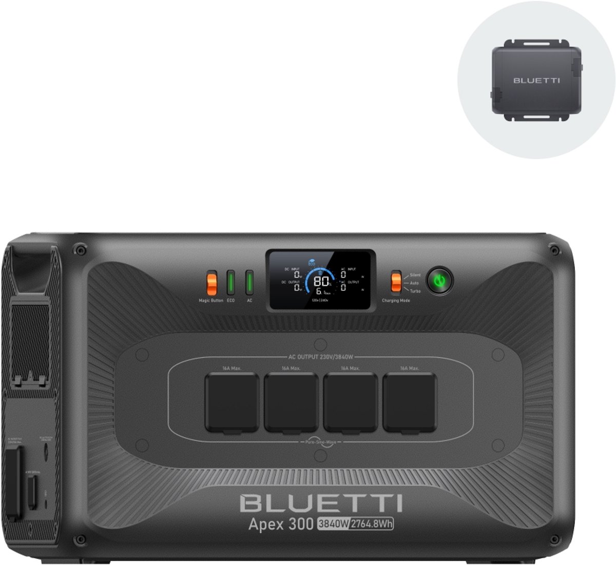 BLUETTI Apex 300 - 2764,8Wh - 3840W Powerstation - 7680W piek & 4 AC-uitgangen - LiFePO4 met 6000 cycli & 17 jaar levensduur - Plug-and-play UPS - voor Thuis, Camper en Off-grid - Tijdelijk gratis Charger 1