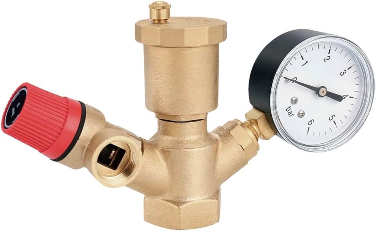 Warmwaterboiler 1 inch 3 bar met terugslagventiel ontluchtingsventiel manometer centrale verwarming vloerverwarming