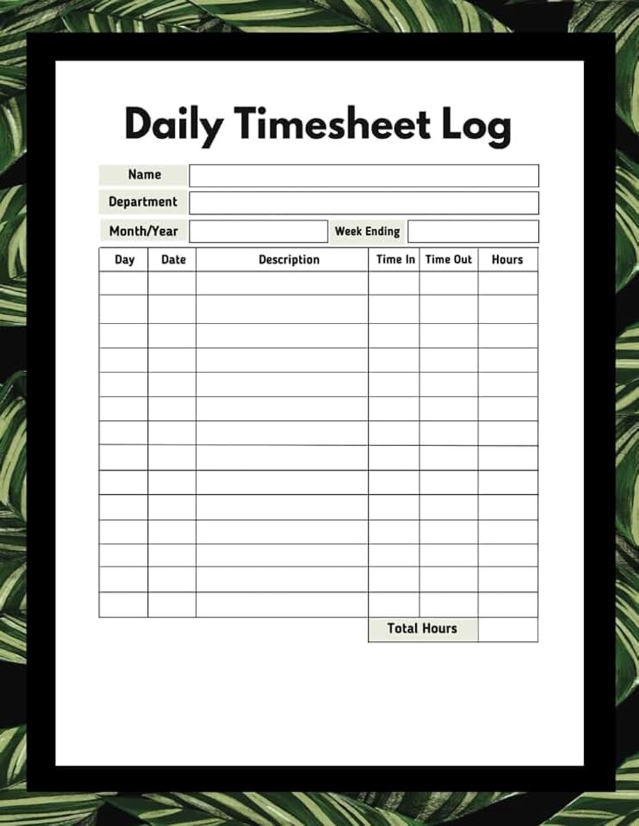 Time Sheet Log Book: Timesheet Log Book to Record Work Hours | Hours Log Book | Time Sheets For Employees | 8.5x11 120 Pages