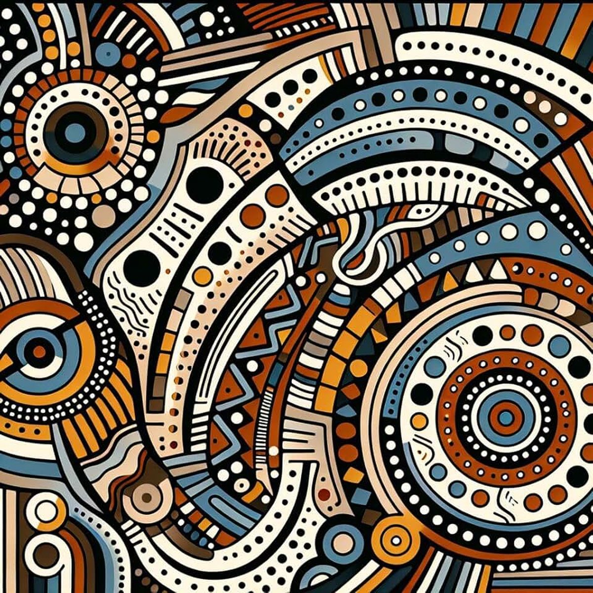 Aboriginal schilderij | Primitief patronen Australische inheemse kunst en cultuur | Kunst - 30x30 centimeter op Canvas | Foto op Canvas