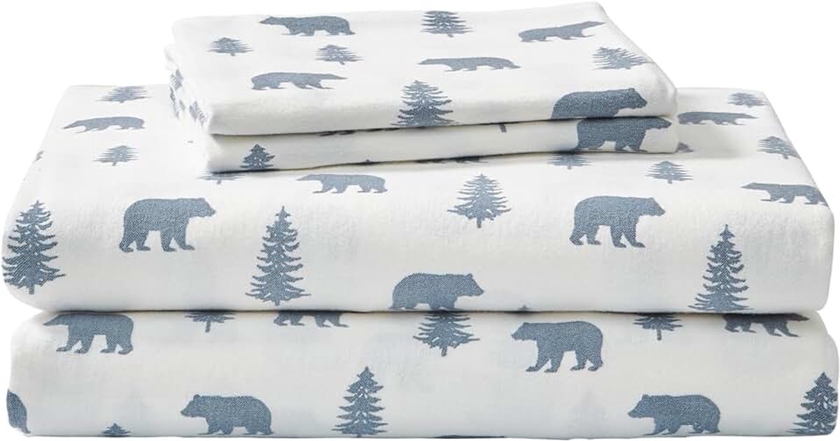 Eddie Bauer Eddie Bauer Bears and Trees Sheet Set, Twin, Medium Blue