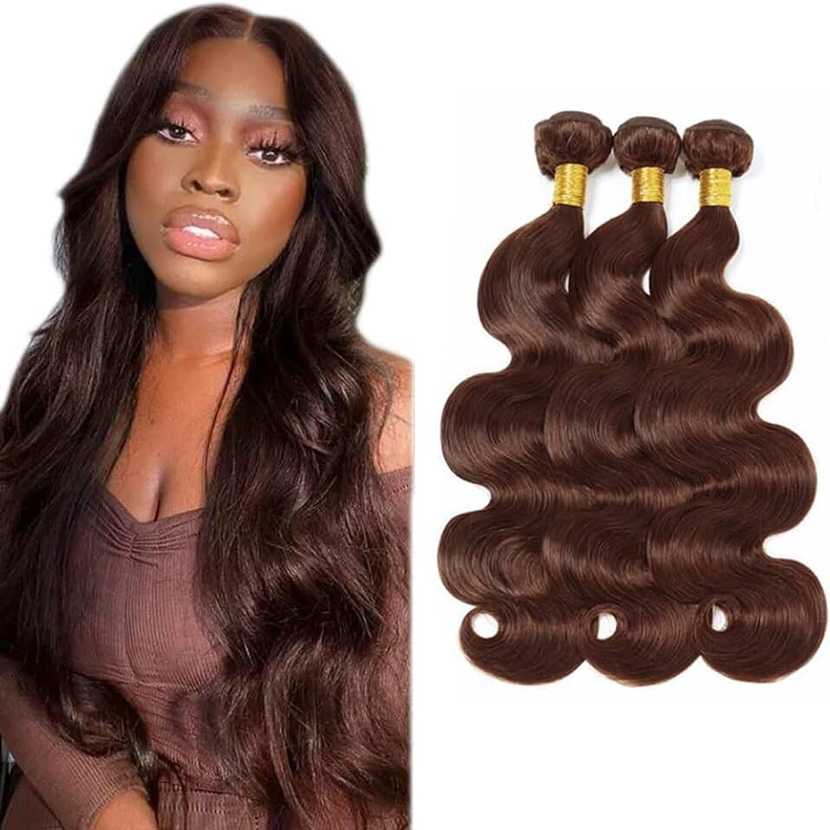 28 30 32 Inch Brazilian Remy Hair Bundles Human Hair Extension #4 Chocolate Brown Color Body Wave Unprocessed Menselijk haar Tissage Brazilianne Real Human Hair 3 Bundles Total 300G