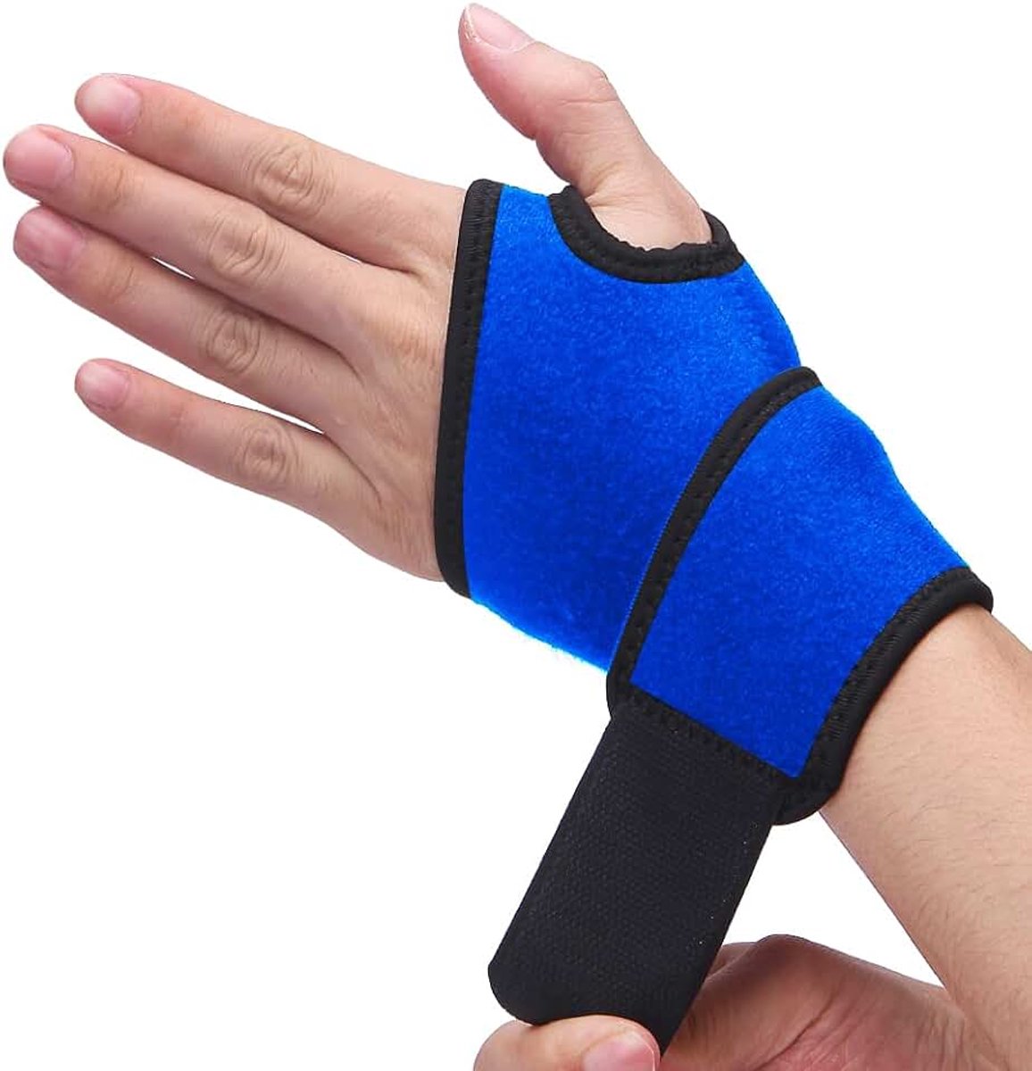 Polsbrace voor carpale tunnel, ademende en verstelbare polssteunbrace voor artritis en tendinitis, polscompressieomslag voor pijnverlichting, eenheidsmaat voor linker- of rechterhand, enkel (blauw)
