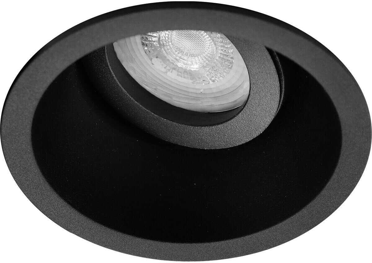 Platte LED spot Maarten rond verdiept zwart - natuurlijk wit - dimbaar