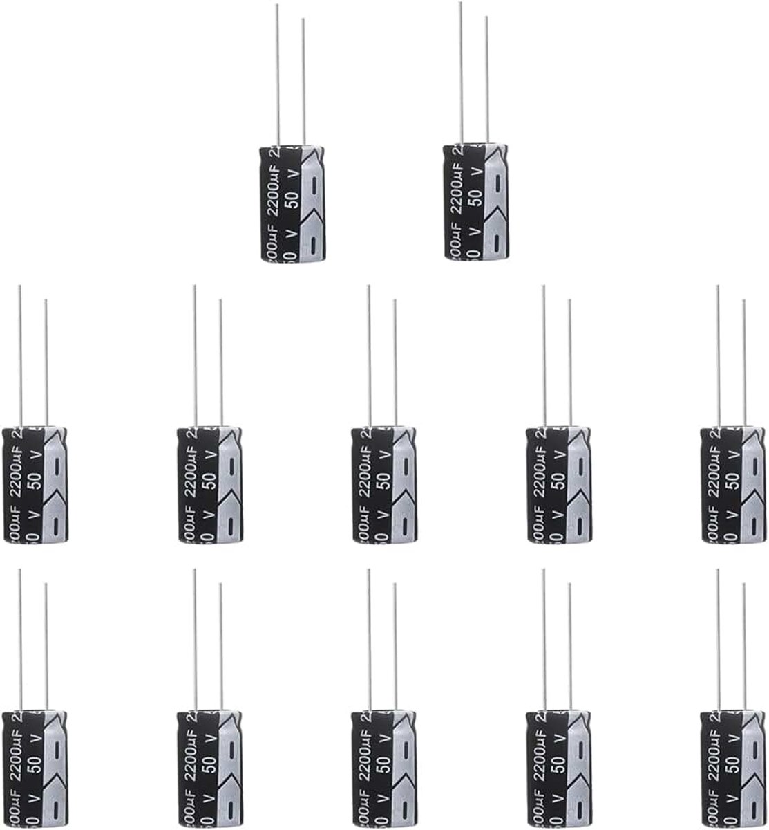12 stuks condensatoren 50V 2200UF Elkos condensator, 2000µF 50V aluminium elektrolytische condensator voor verschillende elektronische toepassingen gebruikt huishoudelijke apparaten en