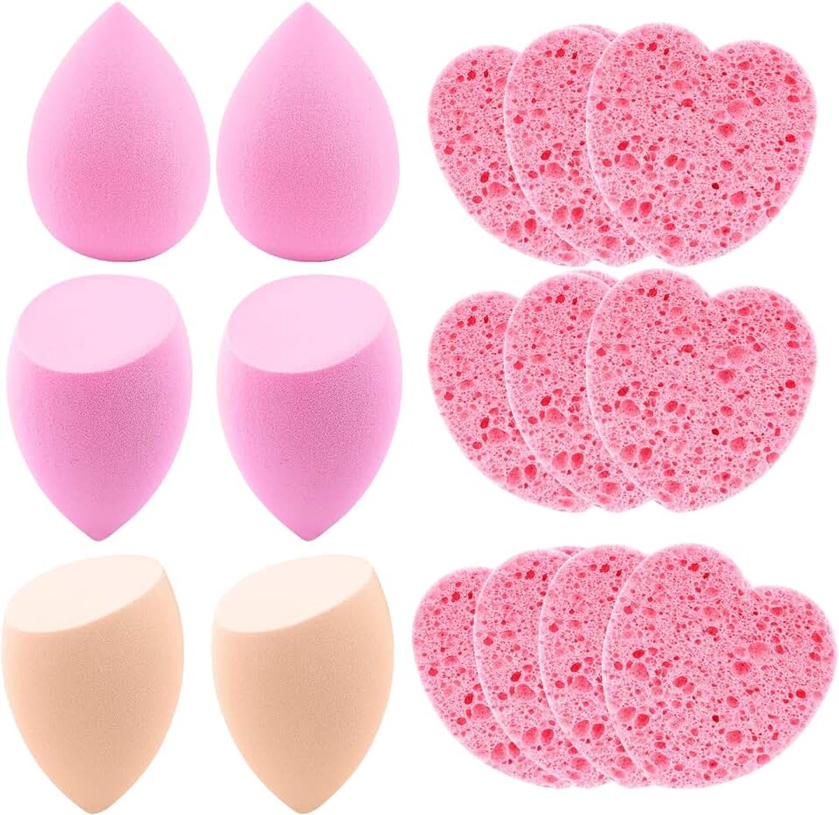 Make-upsponsset, 16 stuks zachte mengspons, foundation, beauty-blender, beauty-spons voor vloeibare foundation, poeder, foundation-blending