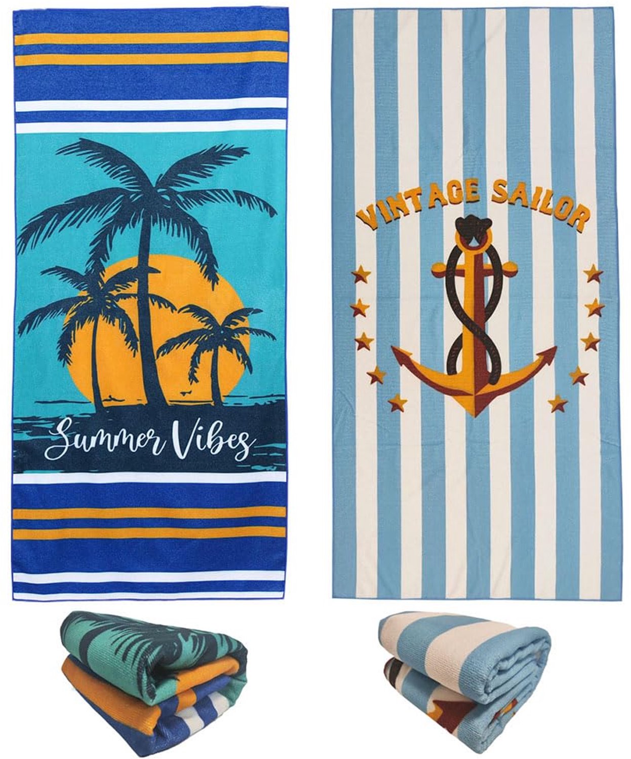 Grote Striped Strandlakens Set van 2 (75x150 cm)