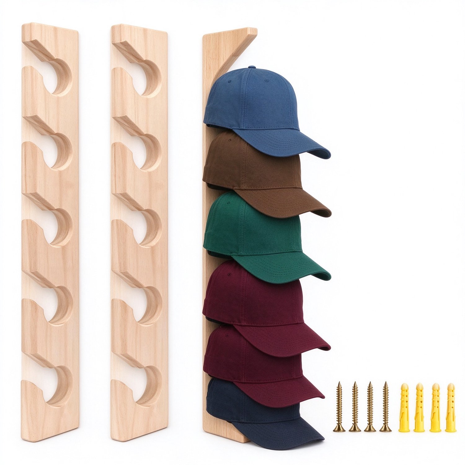 Lifhelpe Opbergaccessoires - Pettenrek set - 2 stuks wandhoedenrek - Multifunctionele wandhaken voor petten, mutsen en handdoeken - Inclusief montageschroeven voor keuken en hal