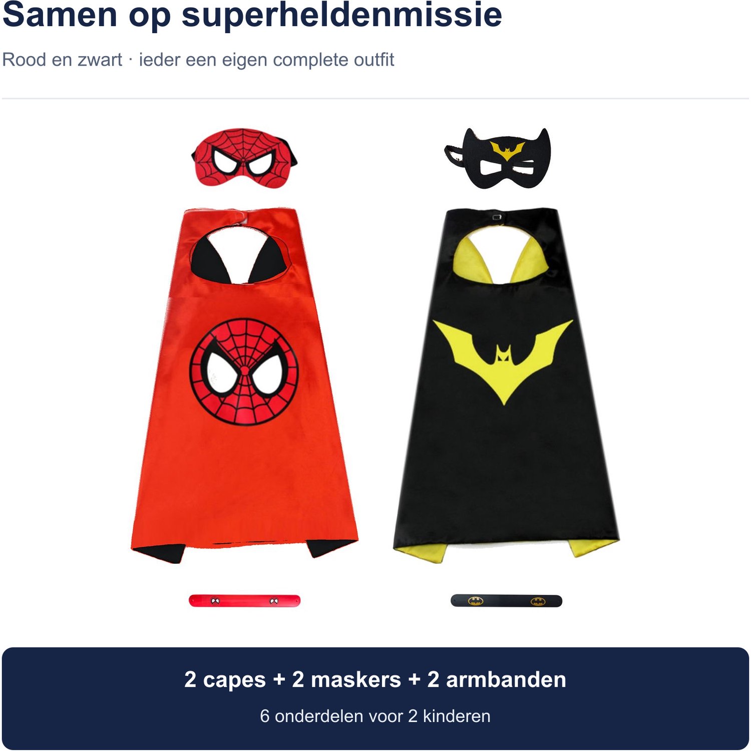 Jobber Toys Superhelden Set Rood/Zwart - Capes, Maskers, Armbanden — afbeelding 7
