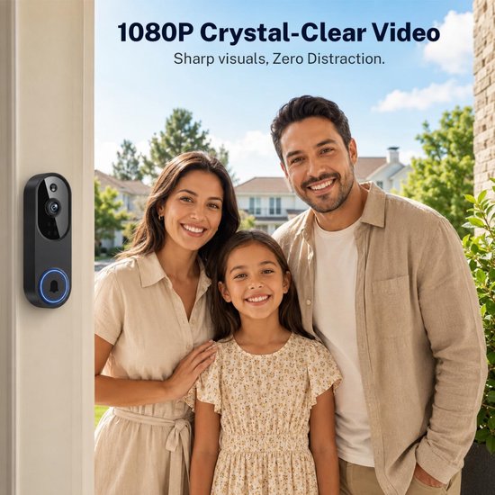 Draadloze Deurbel met Camera - HD Nachtzicht - Intercom - Zwart — afbeelding 4