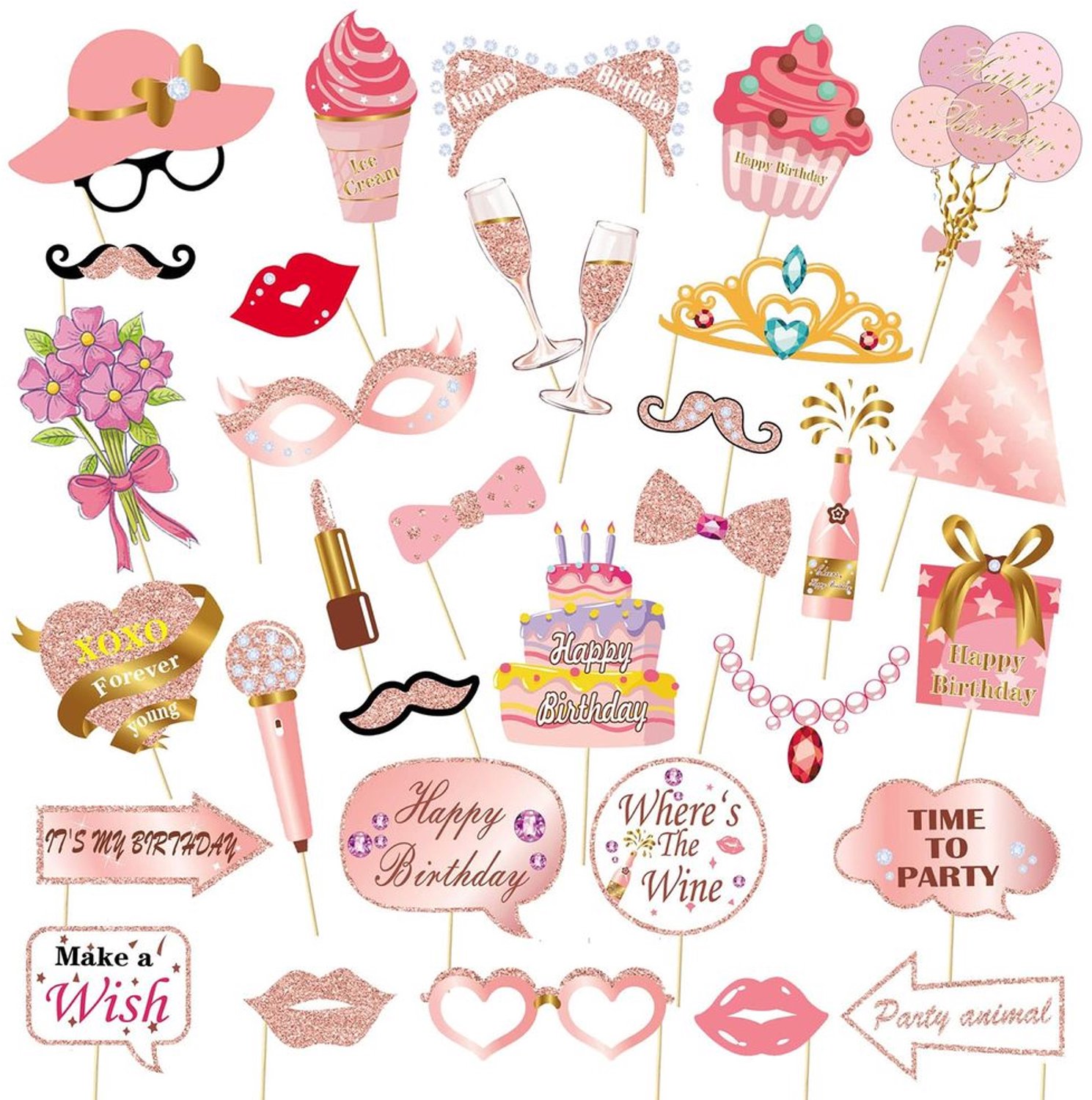 Fotobox Accessoires - 33 Stuks voor Creatieve Verjaardagsdecoratie