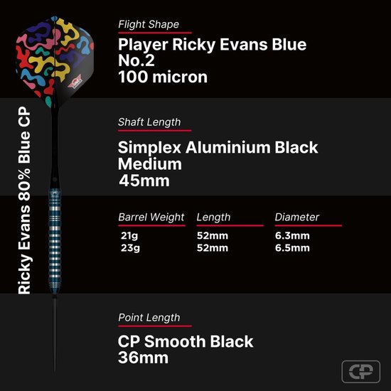 Bull's Ricky Evans Blue CP Steeltip 80% 23 gram van Bull's — afbeelding 5