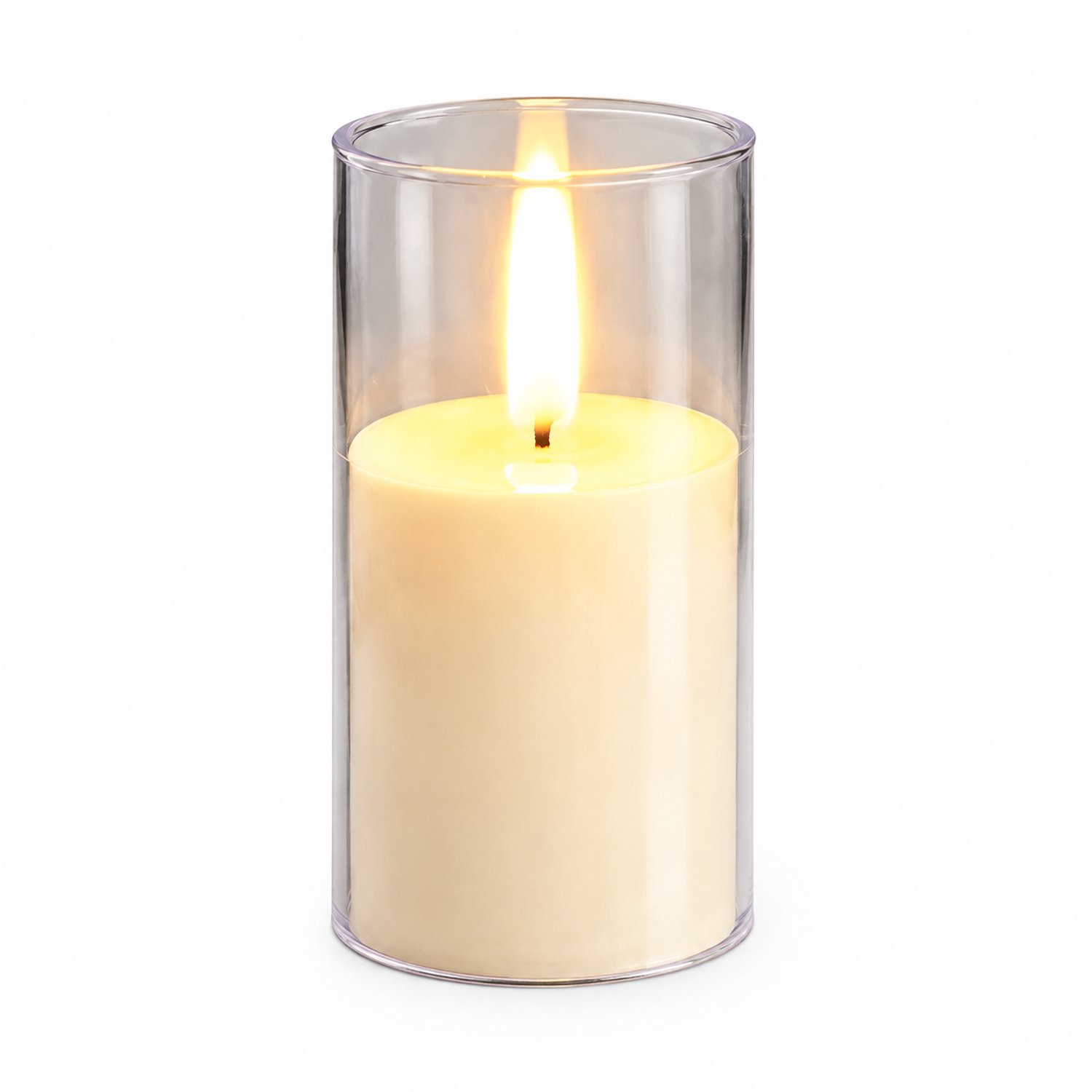 SWGOTA led kaarsen 5 x 10 cm - warm licht, glazen omhulsel met vlakke rand, voor sfeerdecoratie, 12 per displaydoos Ivoorwit