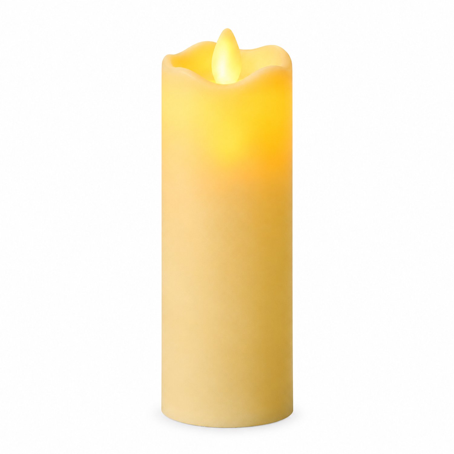 led kaarsen met bewegende vlam, 5 x 15 cm, golvende bovenrand, kunststof behuizing, 12 stuks per displaydoos
