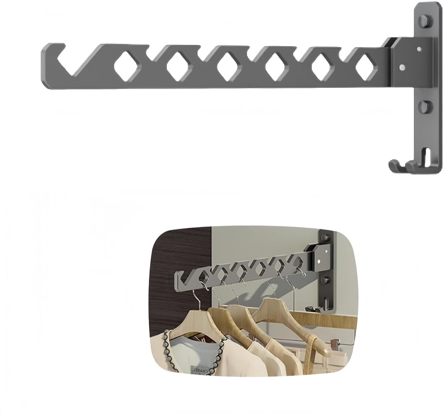 Vantivo® Kledingstangen voor aan de Muur - Kledingrek - Kledingroede-Grijs