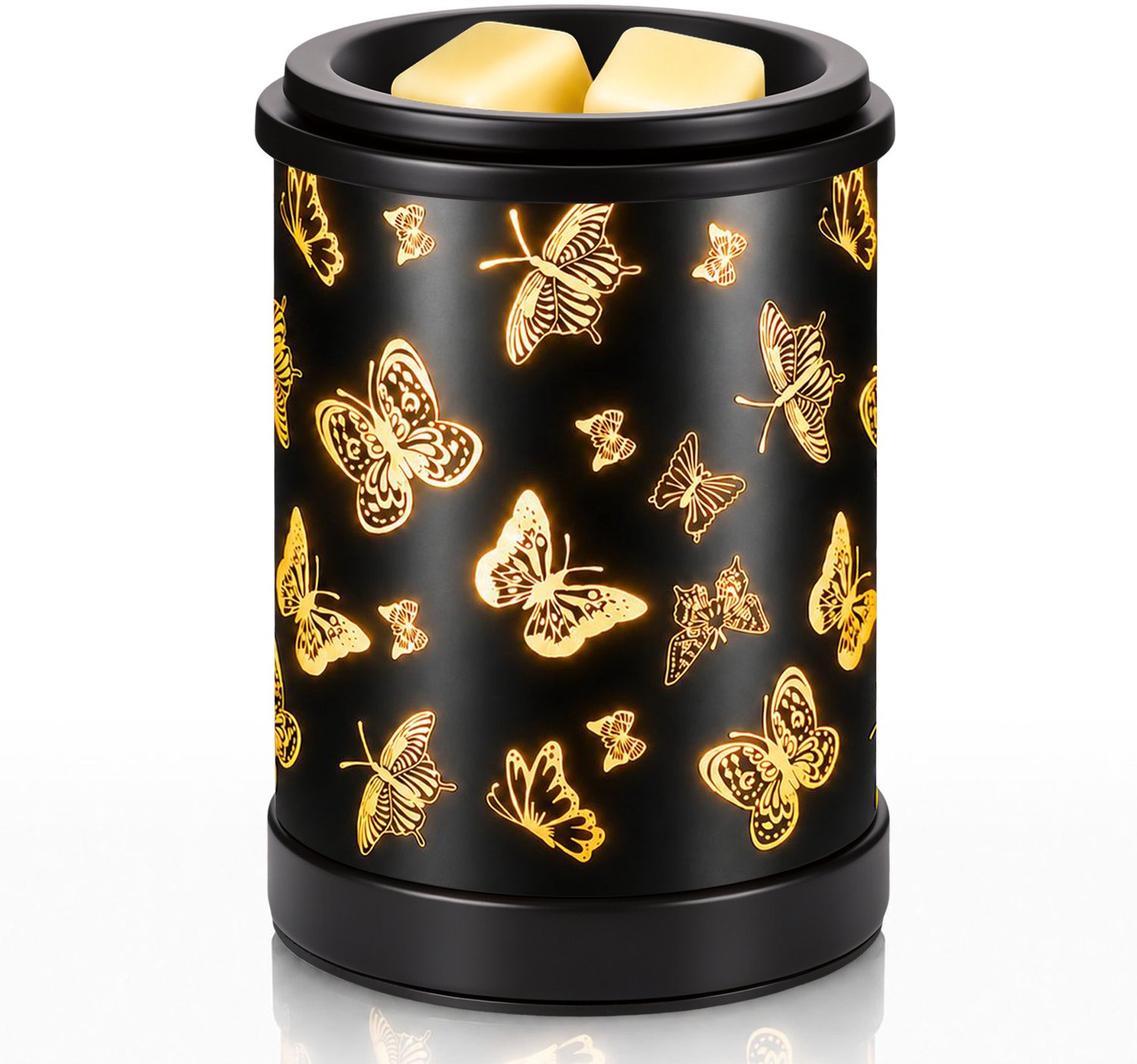 Lemlit Wax Melter Geurbrander Elektrisch - Metalen Geurverwarmer met Warm LED Licht, Zwart Vlinder Design voor Wax Melts en Geurblokjes