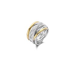 TI SENTO Dames Ring - 925 zilver - Zirkonia met geel verguld - Maat 19.00 mm / maat 60 - 12067ZY