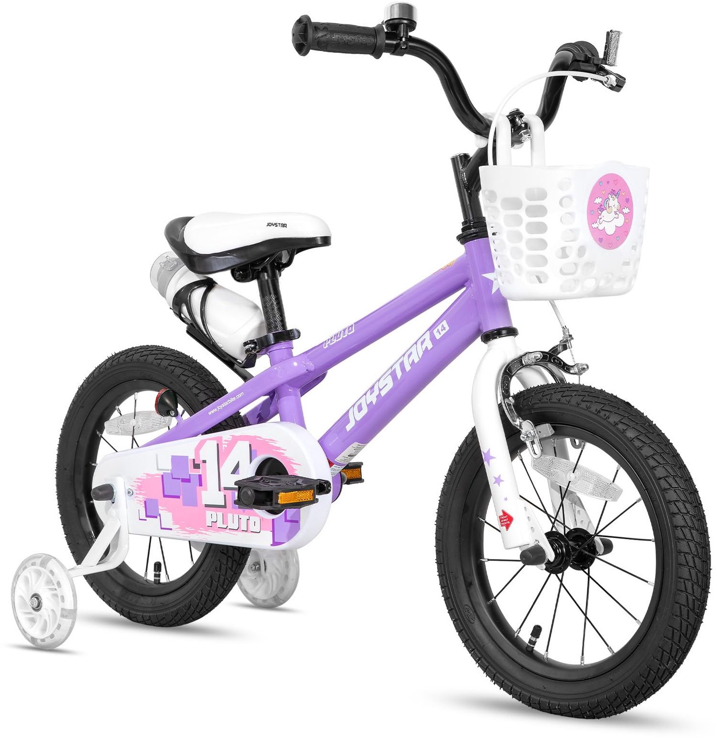Kinderfiets 12 Inch met Stabilisatoren en Mand - Paars