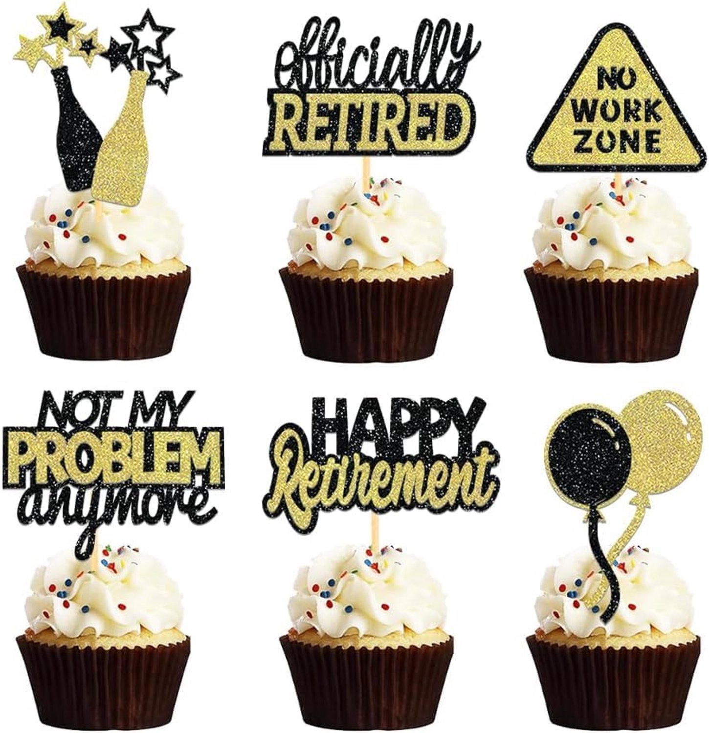 24 Stuks Glitter Rente Cupcaketoppers
