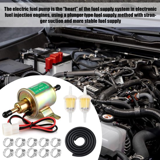 Elektrische brandstofpomp, benzinepomp met benzineslang, universele elektrische 12 V 3-6 psi HEP-02A dieselpomp, auto brandstofpomp, bouwmachine Fuel Pump — afbeelding 3