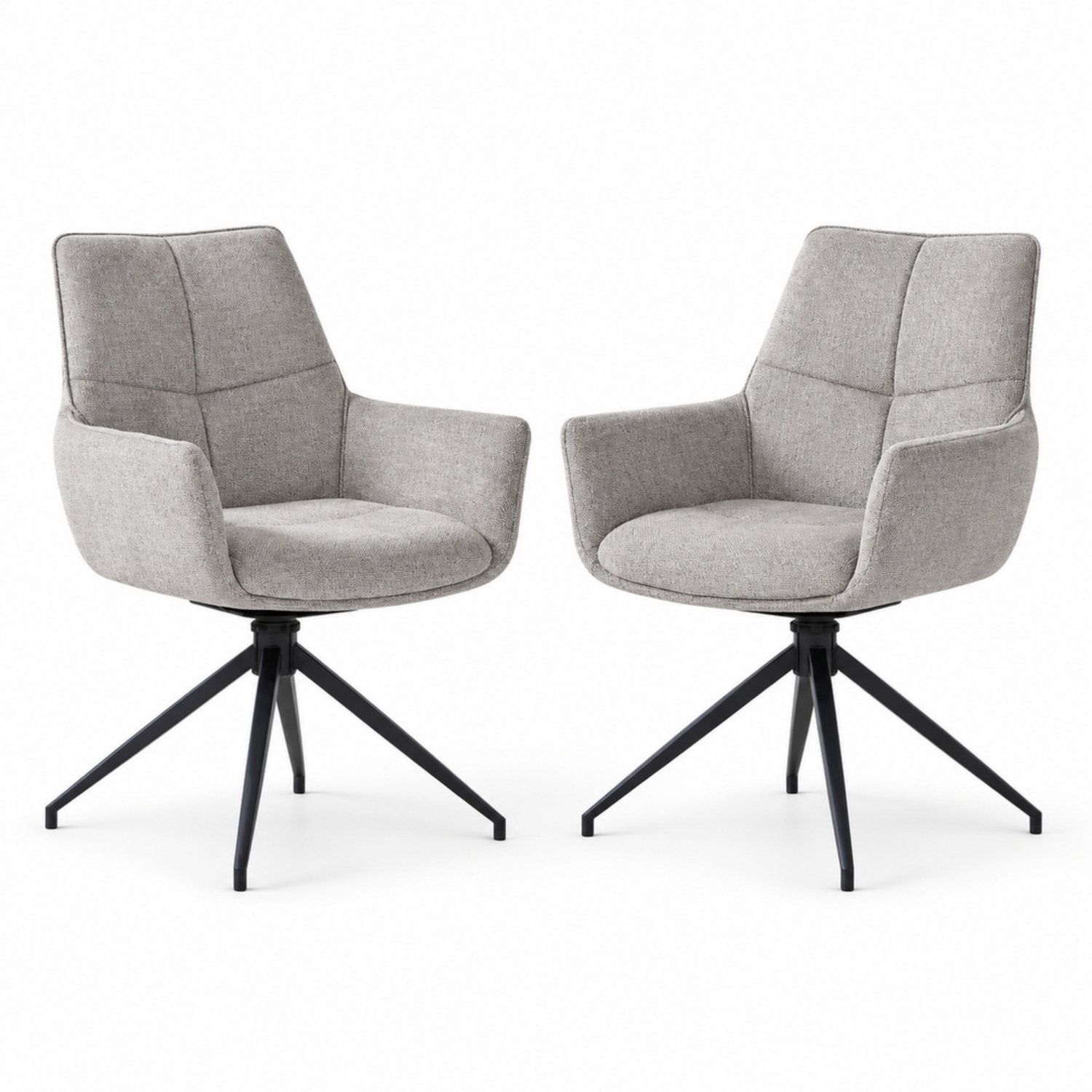 LONG DRAGON - Eetkamerstoelen - Set van 2 - Zwart + Grijs - 360 graden draaibaar